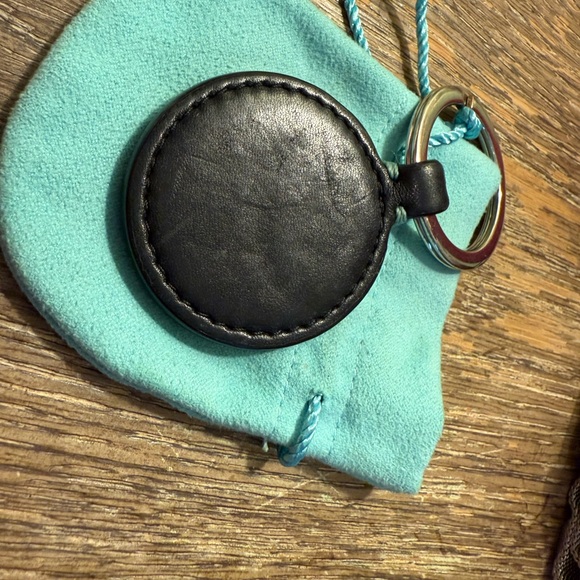 Tiffany & Co. Black Leather Key Ring with Blue Pouch - Picture 2 of 4